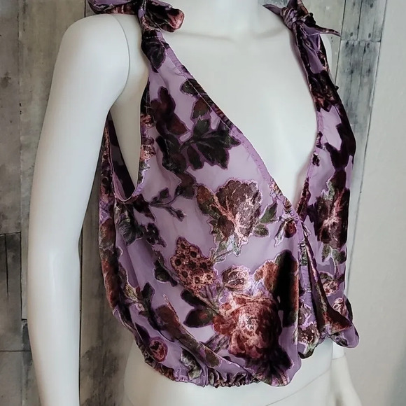 Free People Tied to you mesh velvet top - Picture 3 of 8